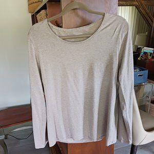 WOMENS TOP ORGANIC PIMA COTTON GARNET HILL XL LIGHTWEIGHT LAYERING T SHIRT BEIGE